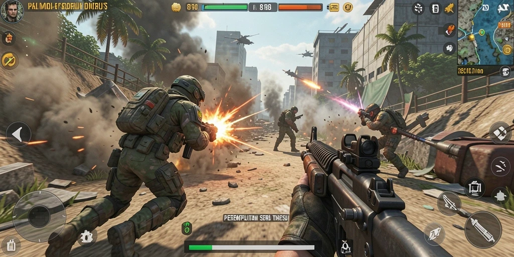 Tangkapan layar gameplay seru dari 8180 menunjukkan aksi pertarungan intens.