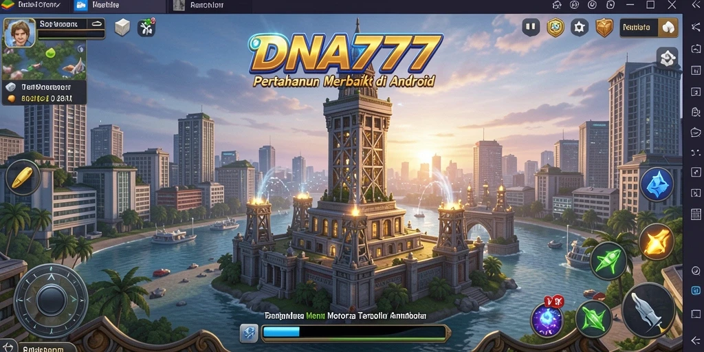 Tangkapan layar gameplay <strong>DNA777</strong> menampilkan menara pertahanan dalam aksi melawan musuh.