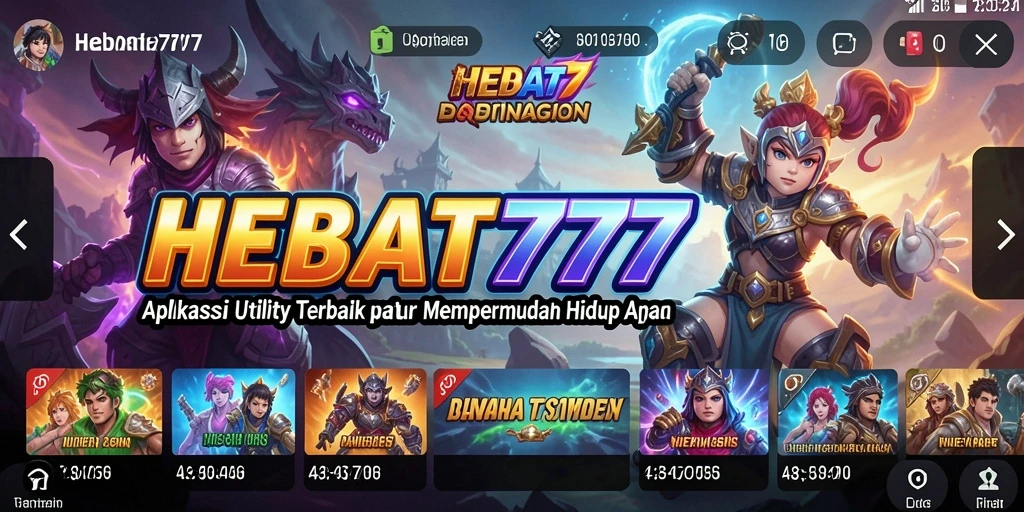 Tampilan utama HEBAT777 dengan fitur-fitur yang memudahkan aktivitas sehari-hari.