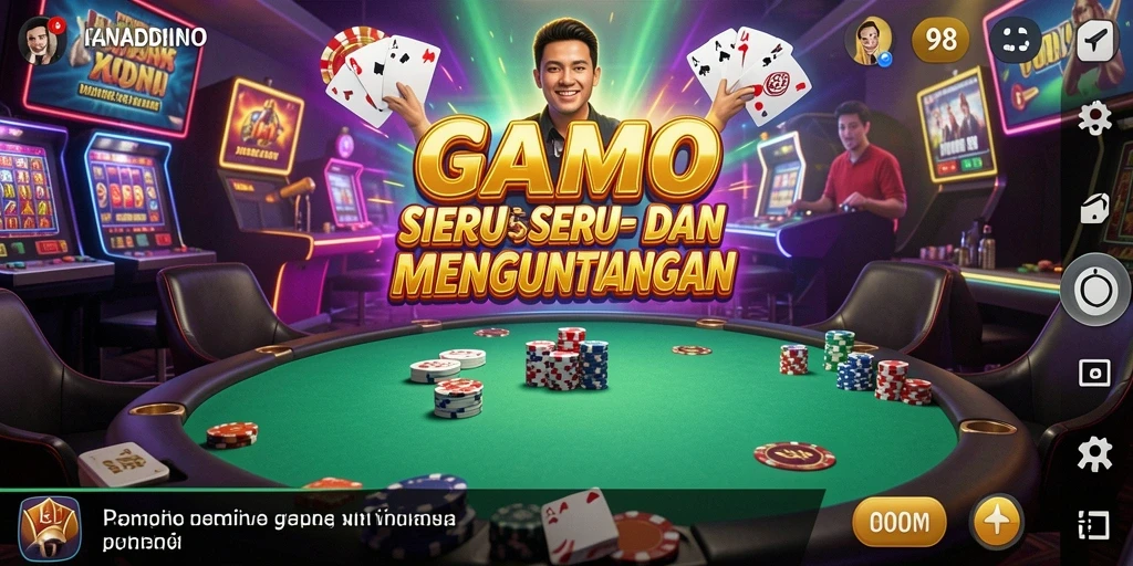 Tampilan gameplay V98 yang seru dan menghibur dalam suasana kasino.