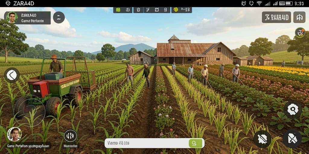 Tampilan gameplay menarik dari ZARA4D saat merawat lahan pertanian.